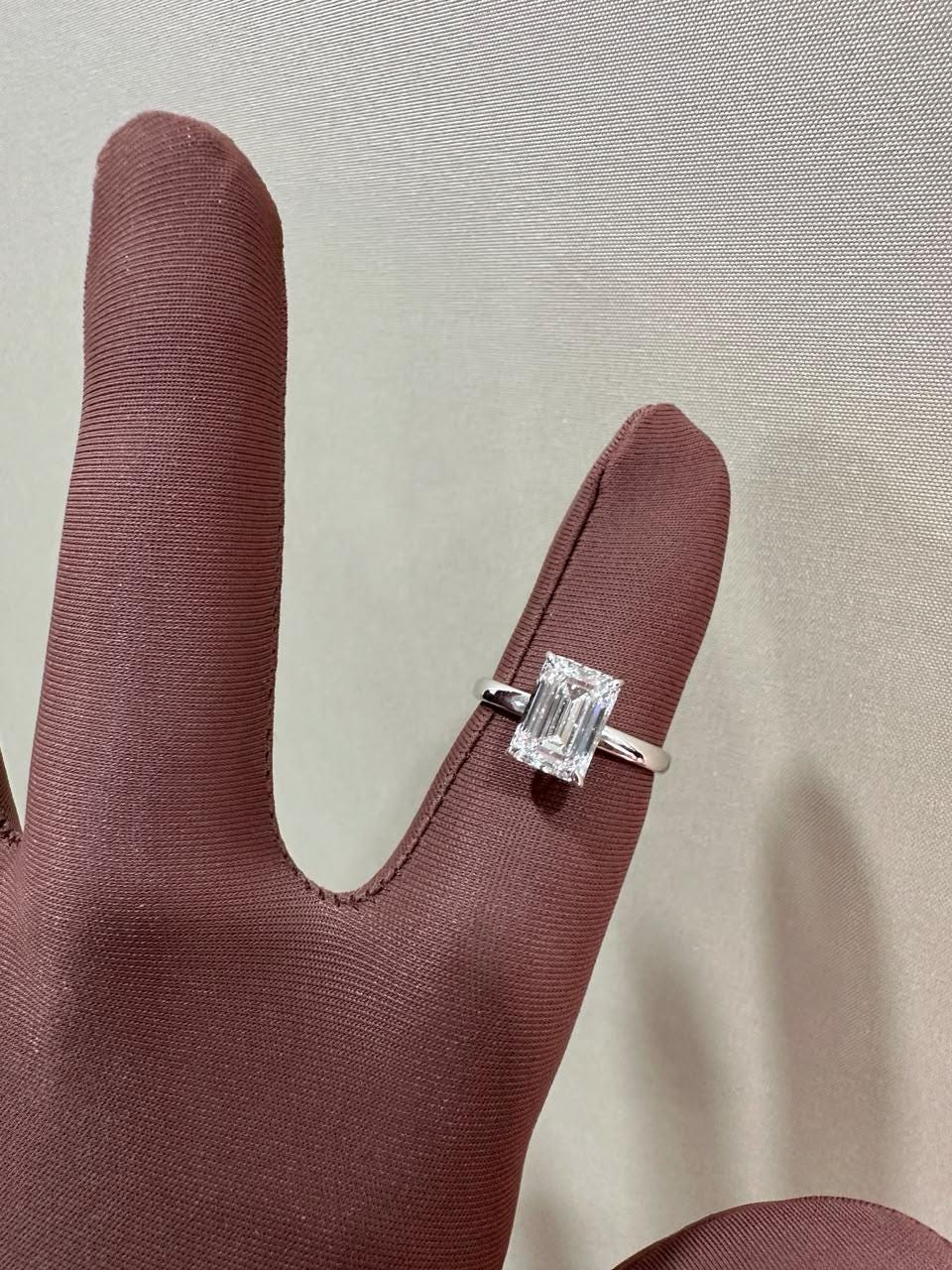 3 Ct Emerald Cut Lab Diamond Solitaire Engagement Ring, IGI Certified Bridal Wedding Ring