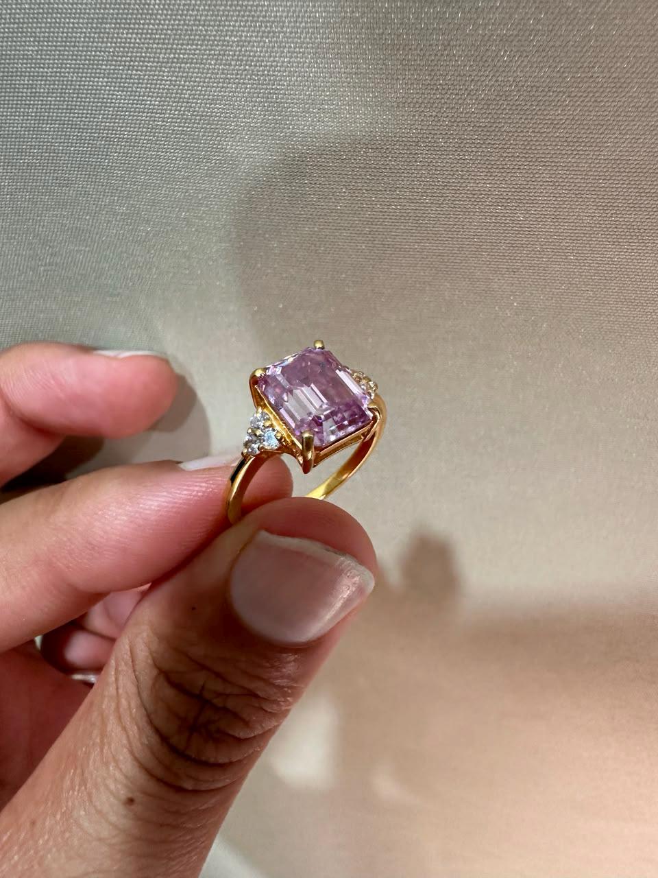3 CT Pink Moissanite Engagement Ring 14K Gold, Luxury Proposal Ring, Gift for Her