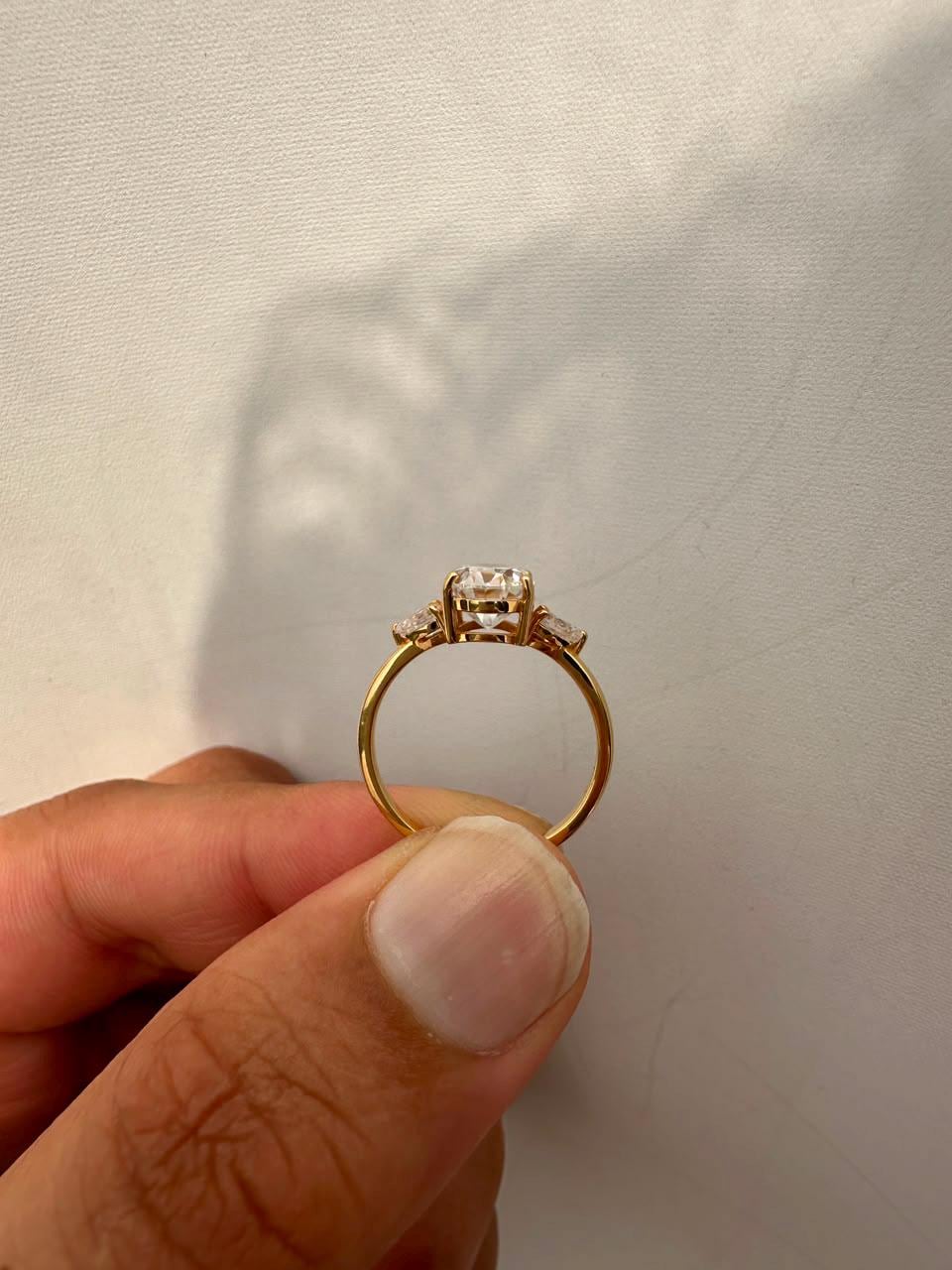 2 CT Oval Moissanite Engagement Ring 14K Yellow Gold, Promise Ring Gift for Her