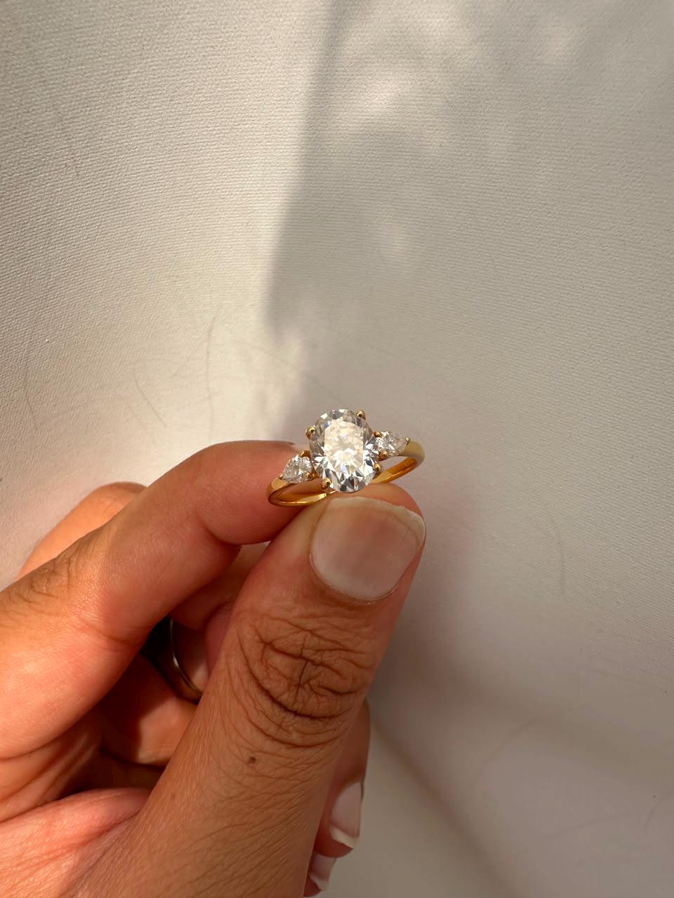 2 CT Oval Moissanite Engagement Ring 14K Yellow Gold, Promise Ring Gift for Her