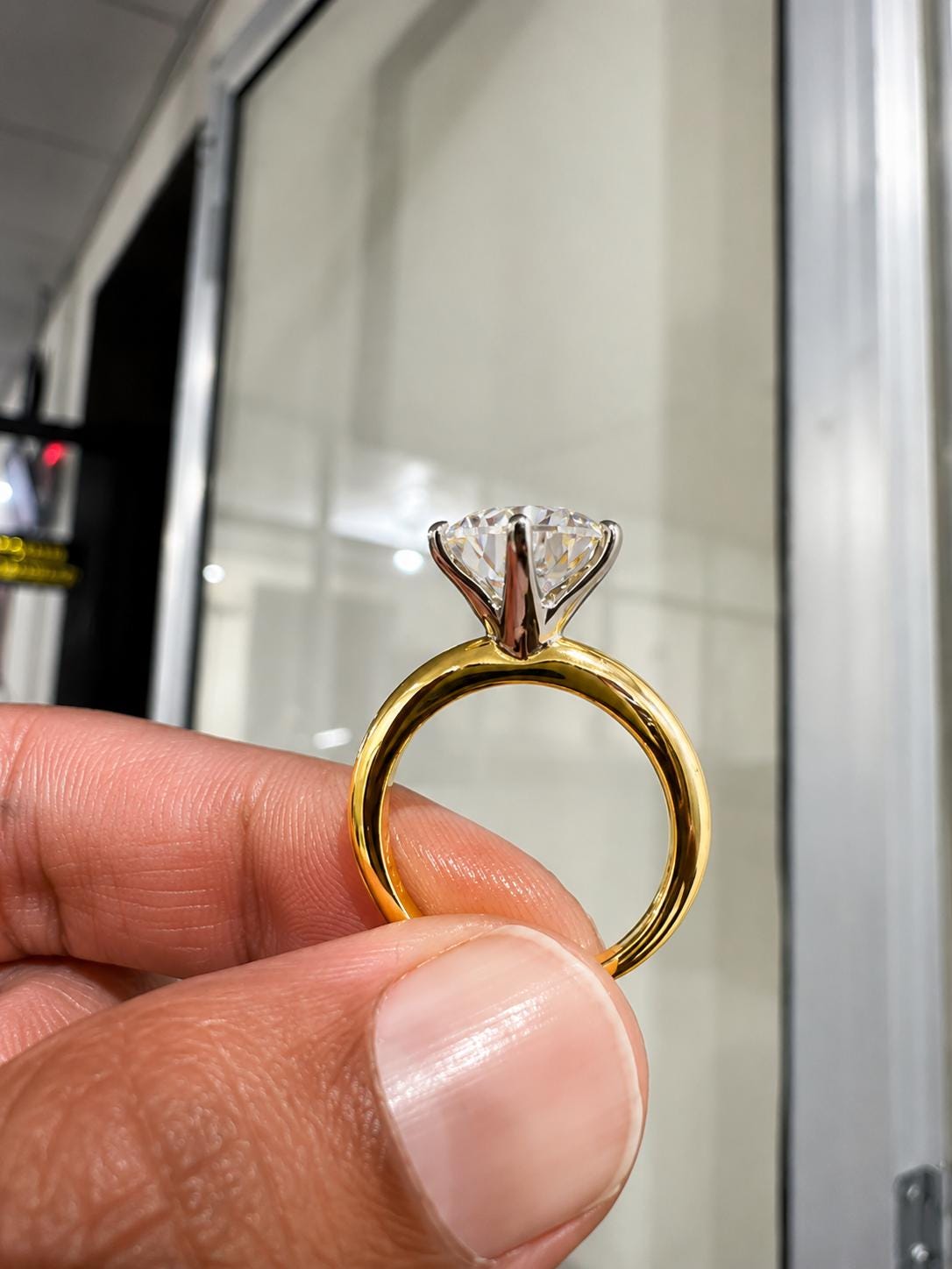 Unique 5 Ct Moissanite Engagement Ring | 14K Yellow Gold Solitaire Ring for her