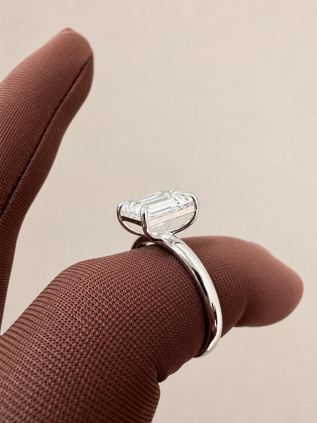 3 Ct Emerald Cut Lab Diamond Solitaire Engagement Ring, IGI Certified Bridal Wedding Ring