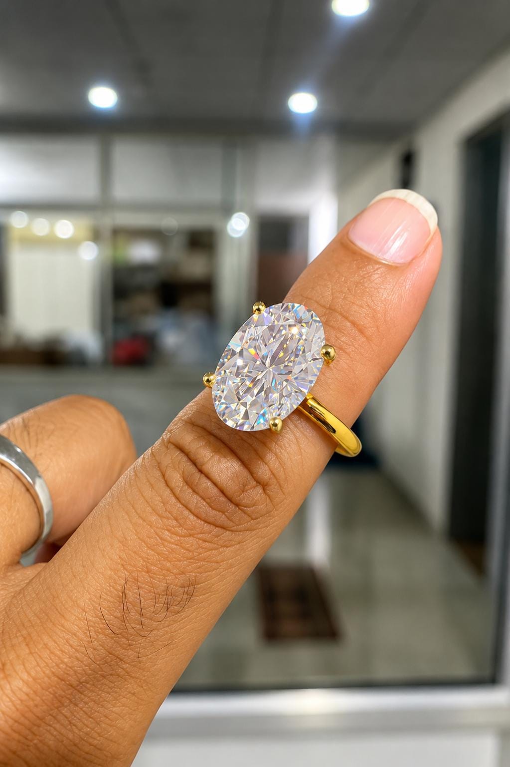 6CT Oval Moissanite Engagement Ring | 14K Yellow Gold | Classic Solitaire Ring