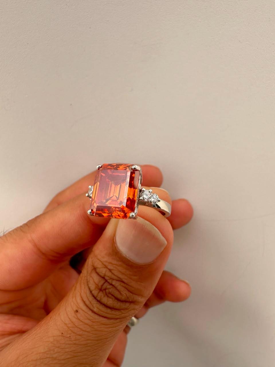 5 CT Emerald Cut Fire Moissanite Ring, 14K White Gold Engagement Ring
