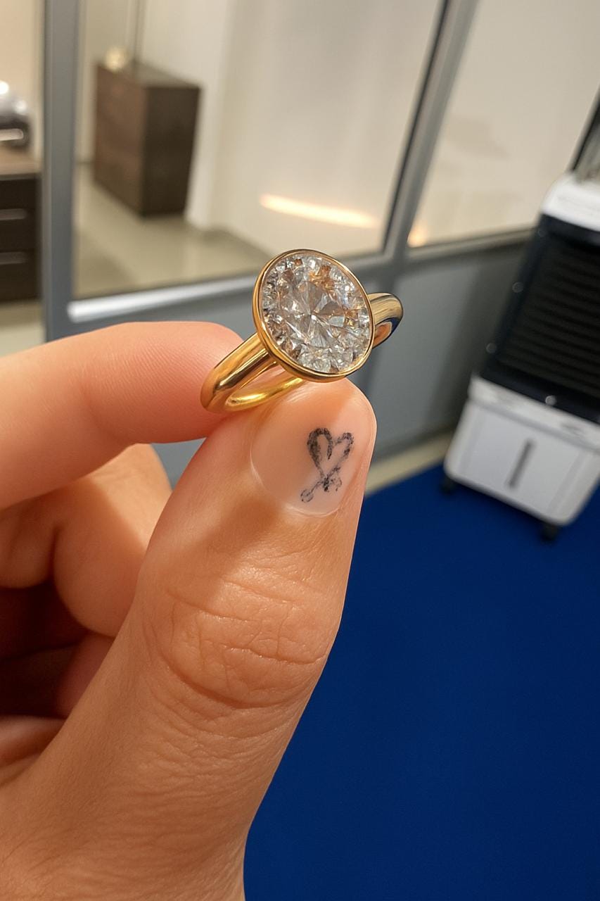 Vintage Moissanite Engagement Ring | Solid 14K Yellow Gold | Unique Anniversary Gift for her