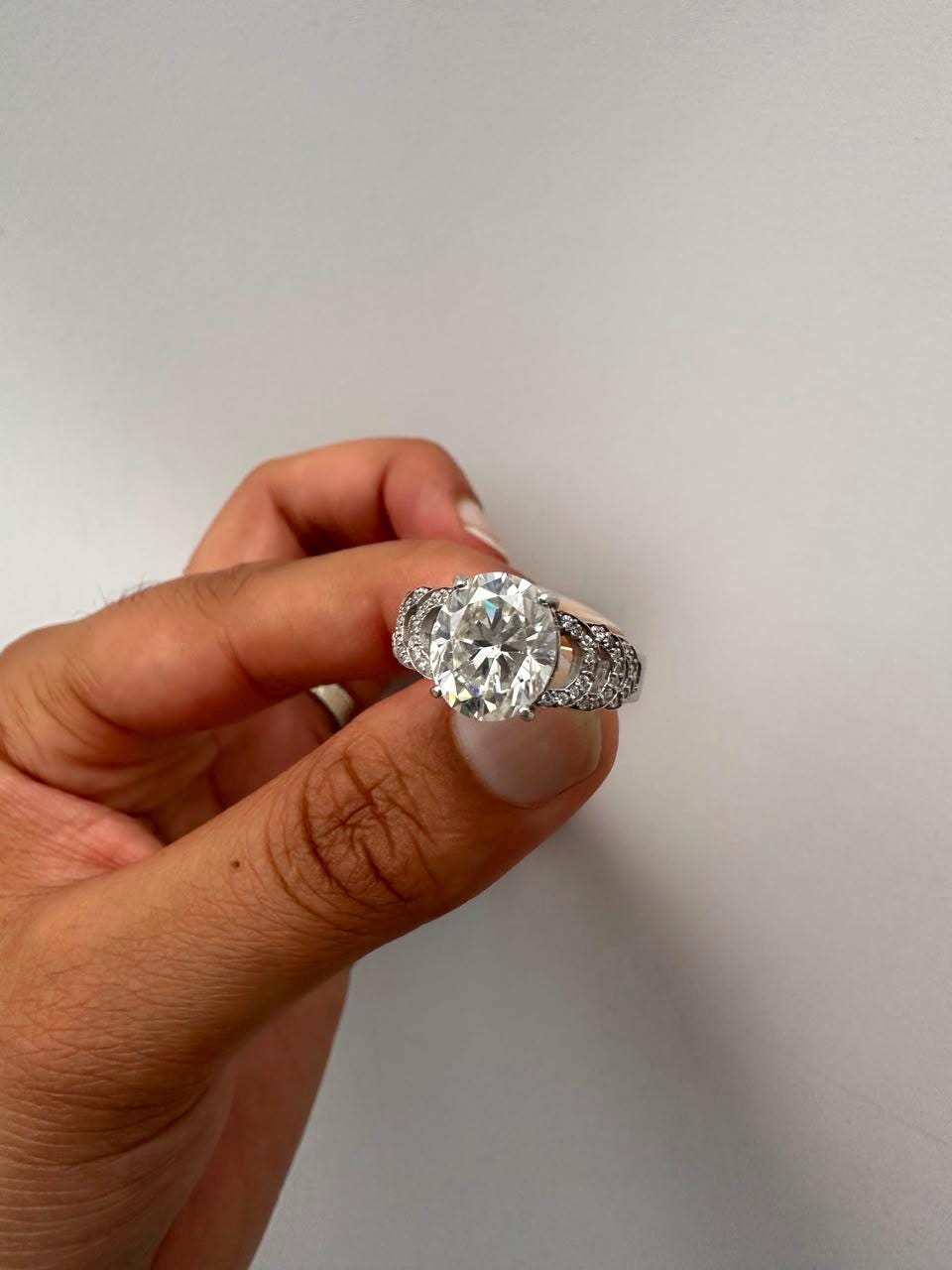 6 CT Oval Cut Moissanite Engagement Ring, 14K White Gold, Anniversary Gift for Her