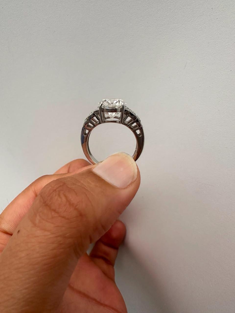 6 CT Oval Cut Moissanite Engagement Ring, 14K White Gold, Anniversary Gift for Her