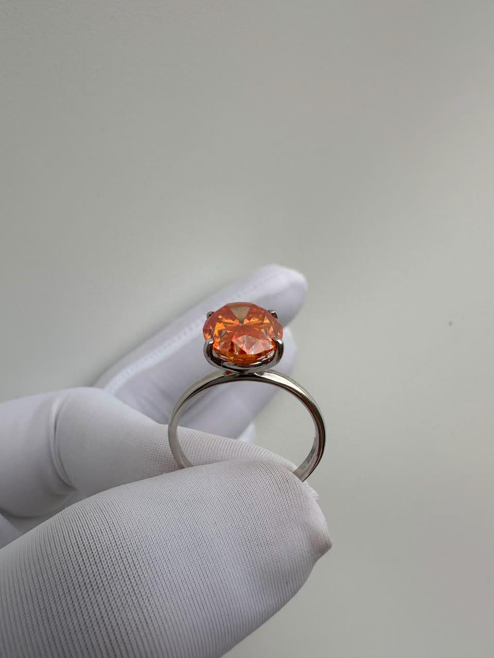 Fire Moissanite Engagement Ring | 14K White Gold | Luxury Cocktail Ring for her