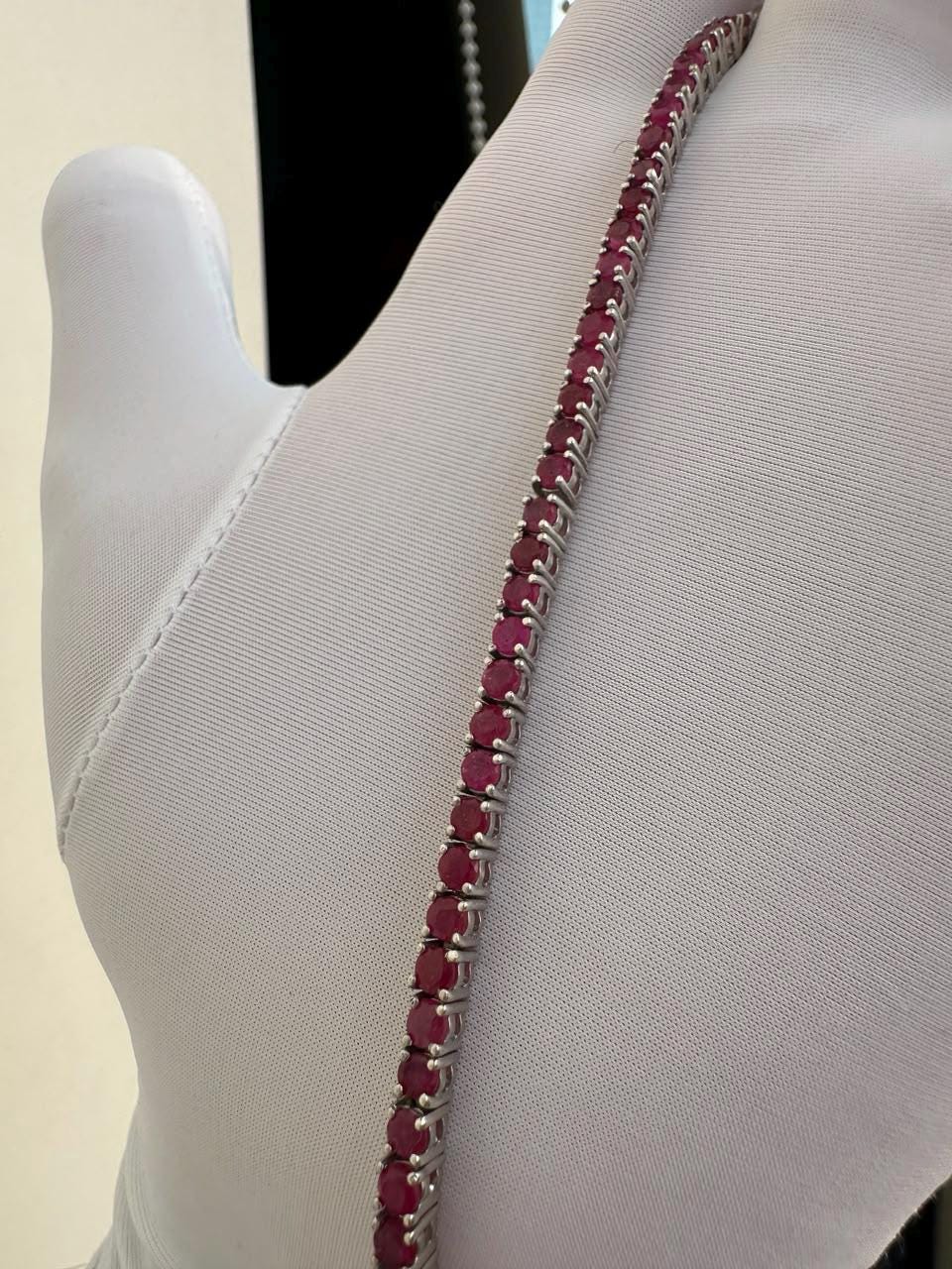 5 Ct Ruby Tennis Bracelet | 14K White Gold, Men's Gemstone Jewelry for gift