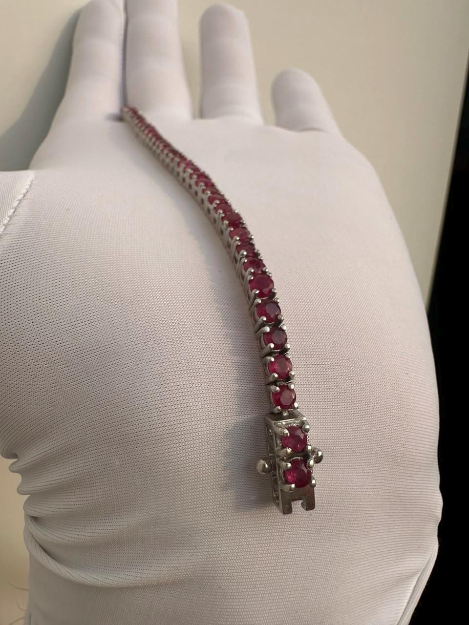 5 Ct Ruby Tennis Bracelet | 14K White Gold, Men's Gemstone Jewelry for gift
