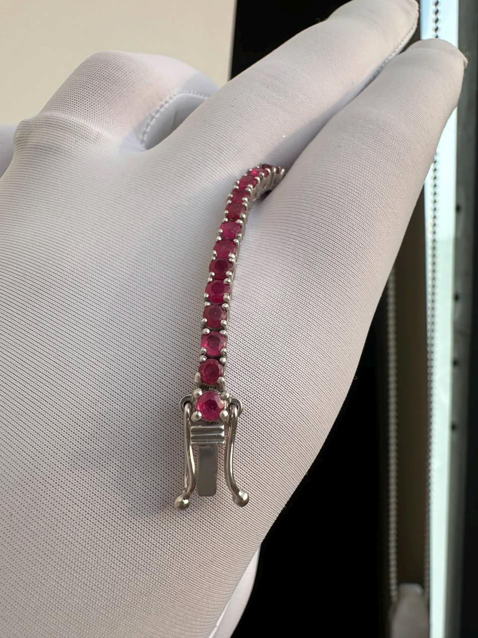 5 Ct Ruby Tennis Bracelet | 14K White Gold, Men's Gemstone Jewelry for gift