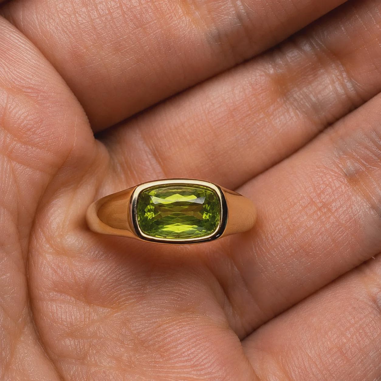 Custom Peridot Ring for Jessica - 14k Yellow gold vermeil finish