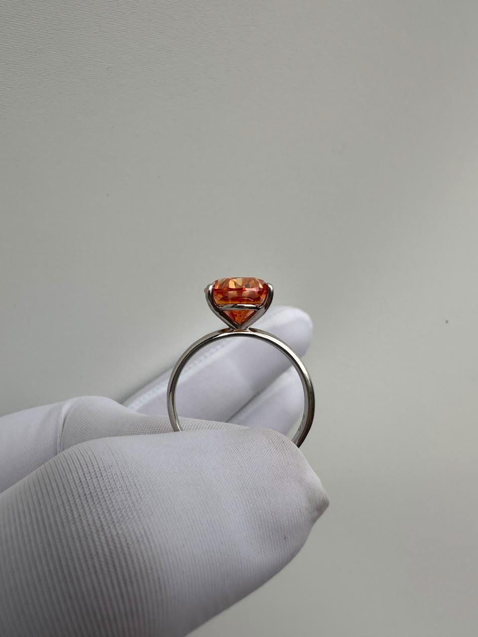 Fire Moissanite Engagement Ring | 14K White Gold | Luxury Cocktail Ring for her