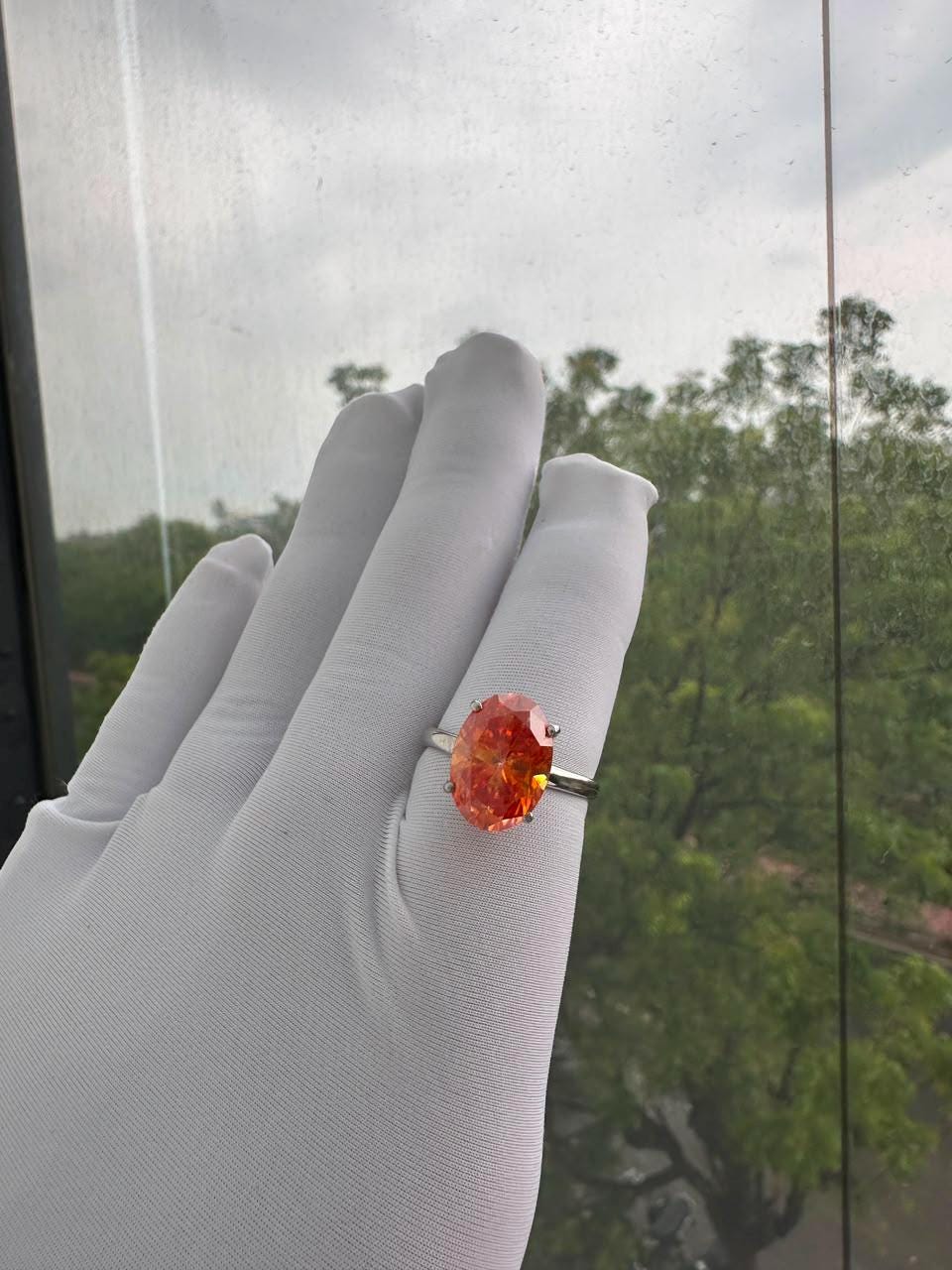 Fire Moissanite Engagement Ring | 14K White Gold | Luxury Cocktail Ring for her