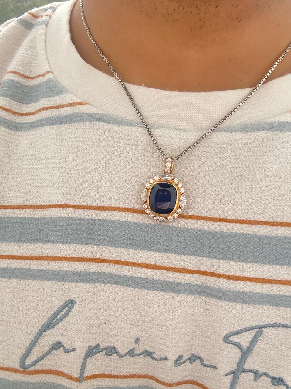 Heirloom Sapphire Moissanite Necklace | 14K Gold Vermeil Designer Jewelry | Luxury Gift for Her