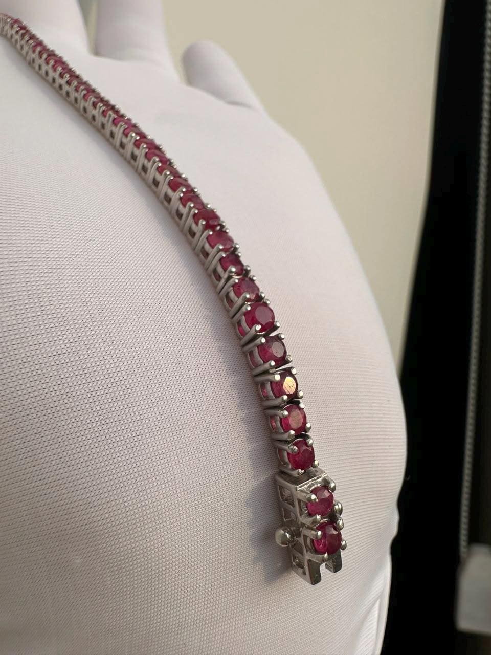5 Ct Ruby Tennis Bracelet | 14K White Gold, Men's Gemstone Jewelry for gift