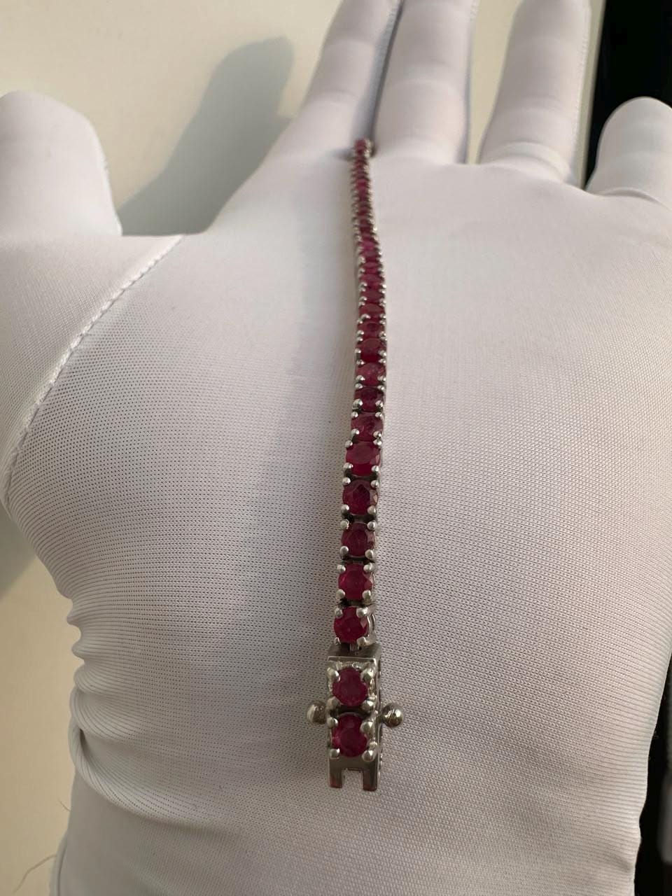 5 Ct Ruby Tennis Bracelet | 14K White Gold, Men's Gemstone Jewelry for gift