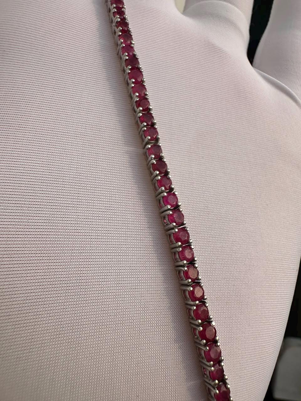 5 Ct Ruby Tennis Bracelet | 14K White Gold, Men's Gemstone Jewelry for gift