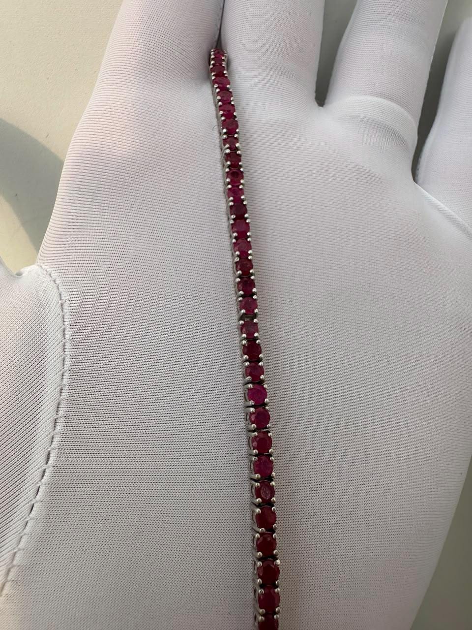 5 Ct Ruby Tennis Bracelet | 14K White Gold, Men's Gemstone Jewelry for gift