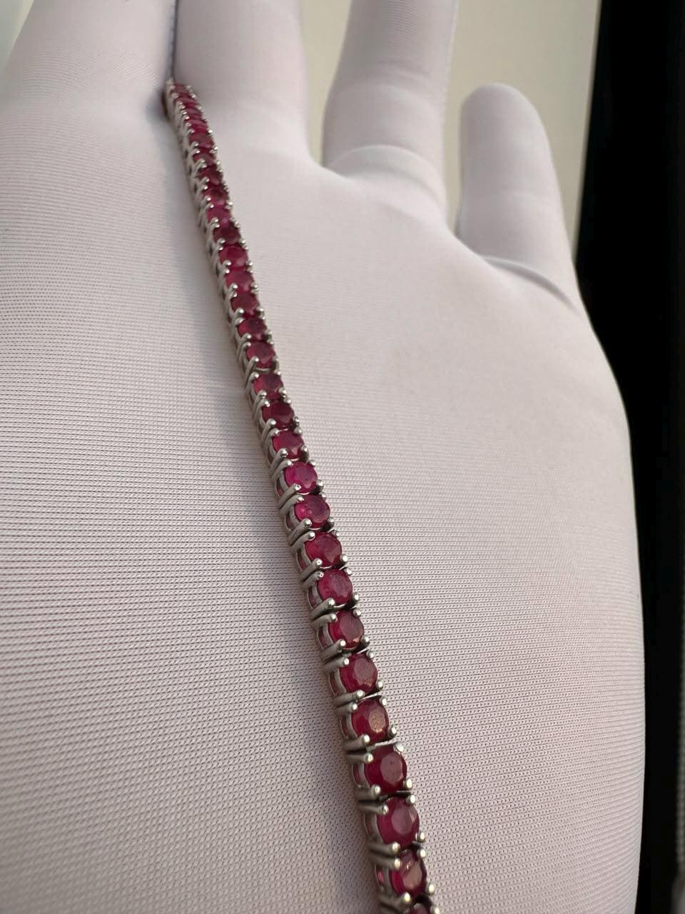 5 Ct Ruby Tennis Bracelet | 14K White Gold, Men's Gemstone Jewelry for gift