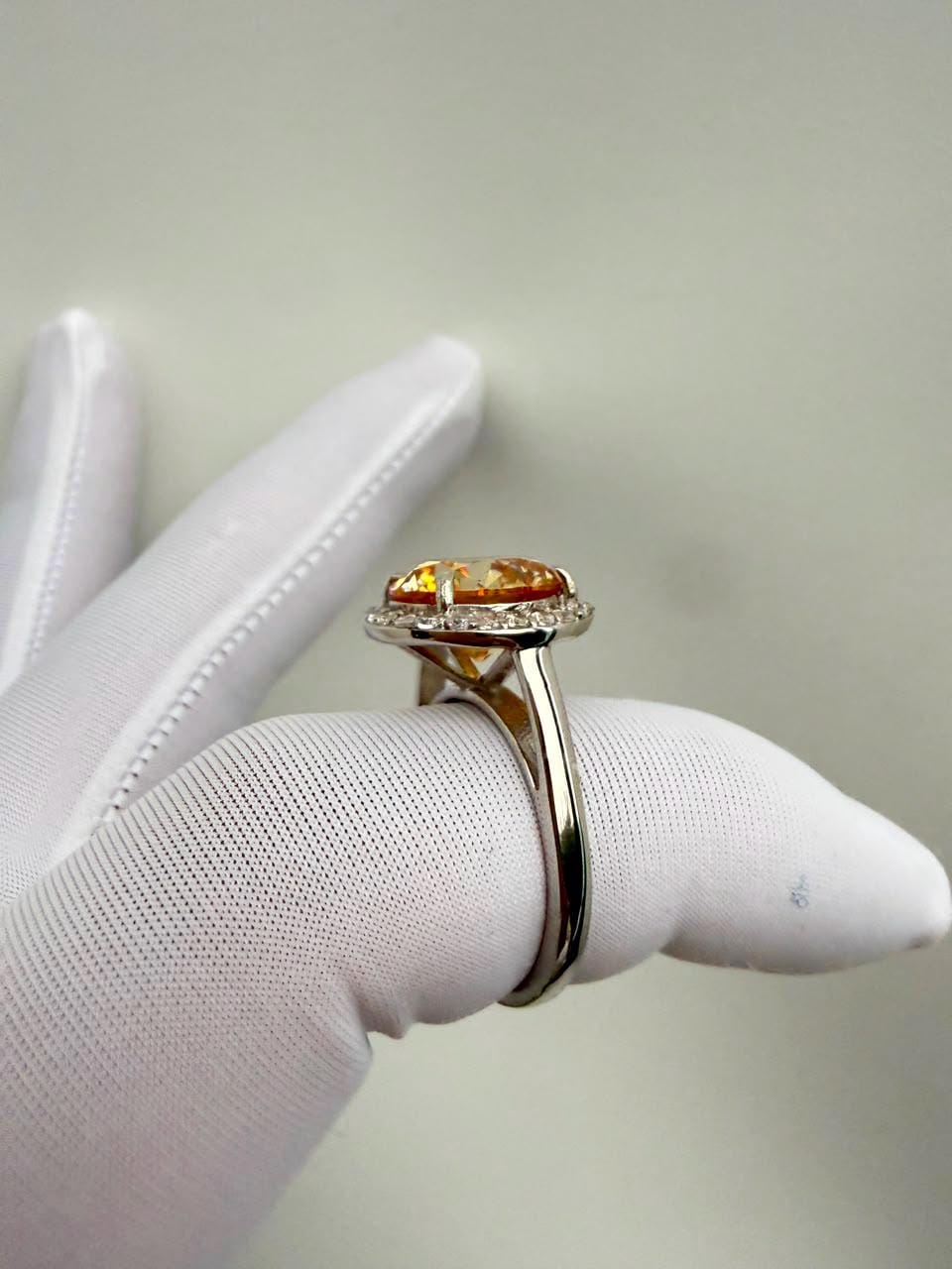 4 CT Yellow Moissanite Halo Engagement Ring | 14K White Gold | Elegant Gift for Her