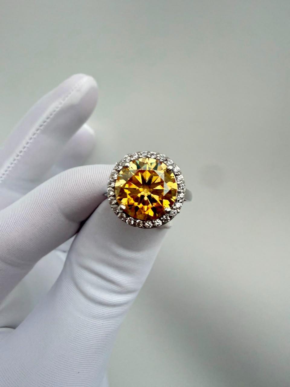 4 CT Yellow Moissanite Halo Engagement Ring | 14K White Gold | Elegant Gift for Her