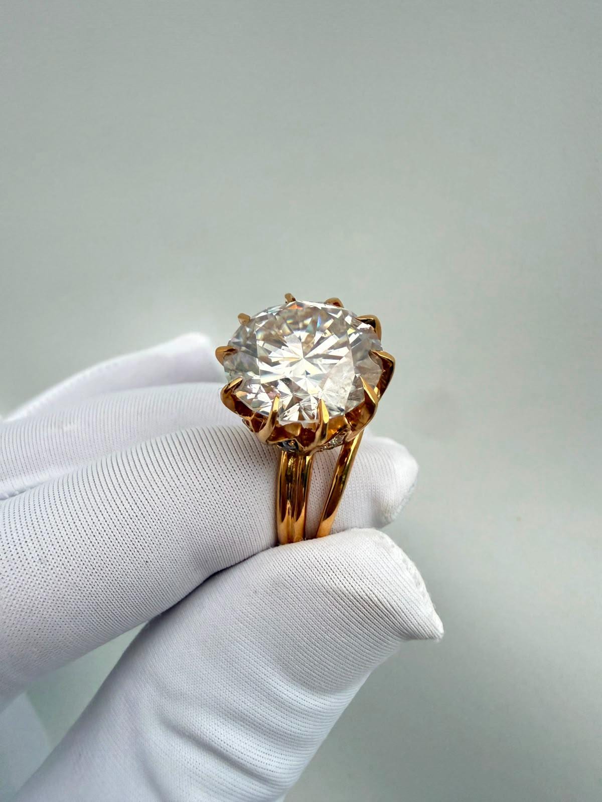 10 CT Round Moissanite Engagement Ring | 14K Gold Vermeil, Statement Piece