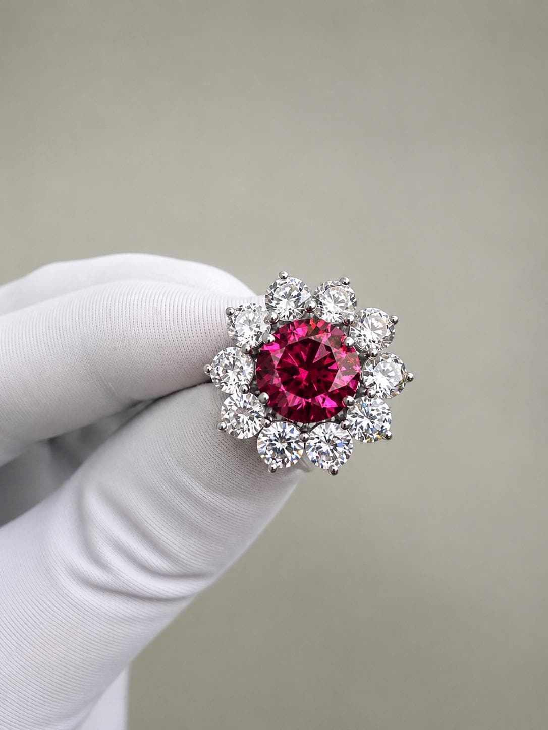 5 CT Rose Moissanite Flower Ring | 14K White Gold Floral Statement Ring