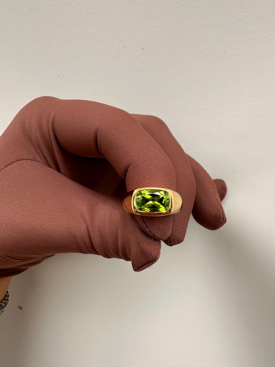 Cushion Cut Peridot Ring | 14K Gold Engagement Ring | Christmas Gift for her
