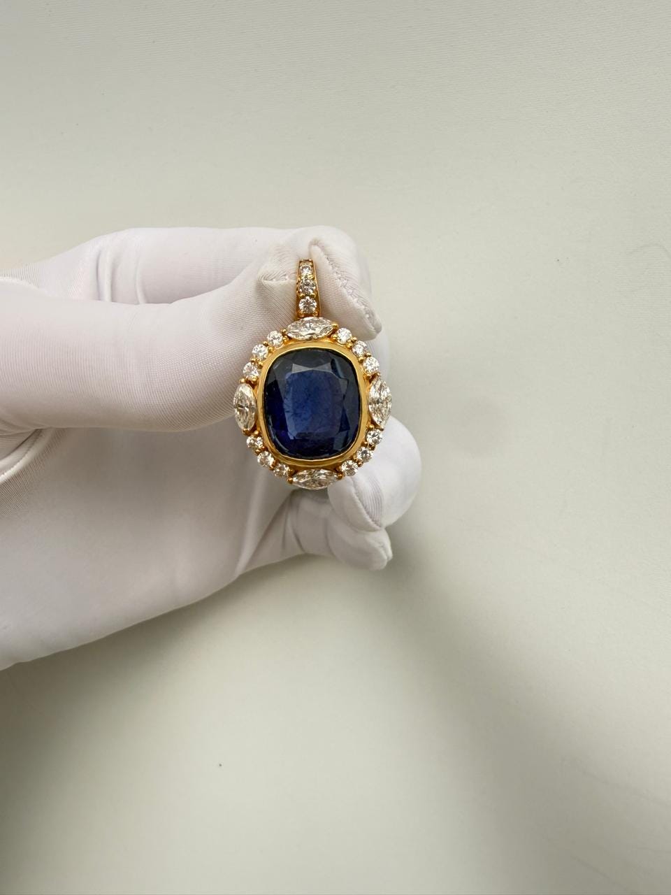 Heirloom Sapphire Moissanite Necklace | 14K Gold Vermeil Designer Jewelry | Luxury Gift for Her