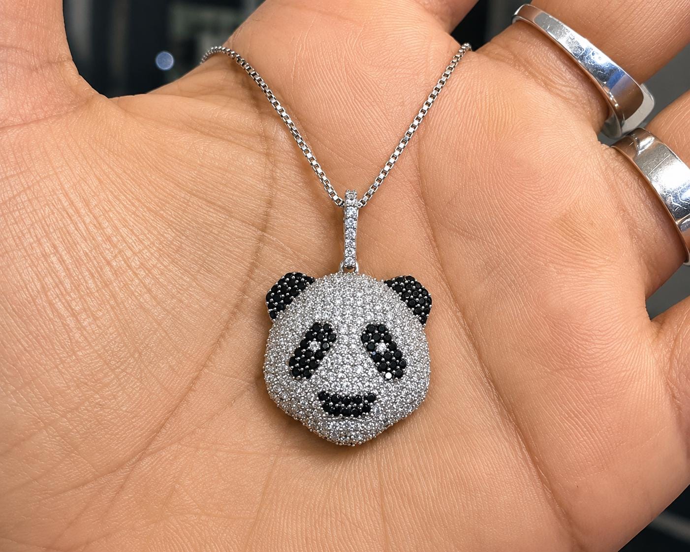 Sterling Silver Panda Pendant Necklace | Pavé-Style Animal Jewelry